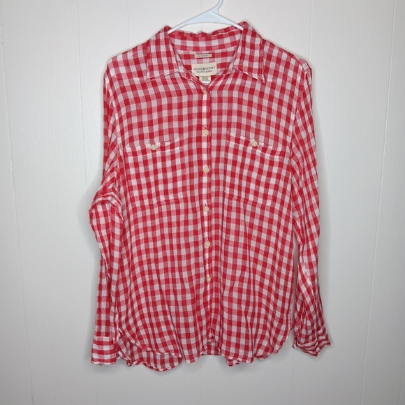 Denim & Supply Ralph Lauren RL Utility Shirt XL Red White Check Country Western - Picture 2 of 9